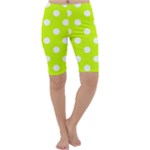 Polka Dots - White on Fluorescent Yellow Cropped Leggings