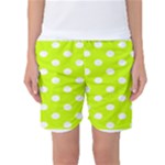 Polka Dots - White on Fluorescent Yellow Women s Basketball Shorts