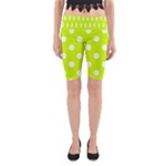 Polka Dots - White on Fluorescent Yellow Yoga Cropped Leggings