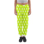 Polka Dots - White on Fluorescent Yellow Women s Jogger Sweatpants