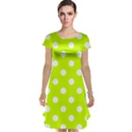 Polka Dots - White on Fluorescent Yellow Cap Sleeve Nightdress