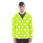 Polka Dots - White on Fluorescent Yellow Hooded Wind Breaker (Men)