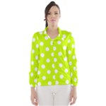 Polka Dots - White on Fluorescent Yellow Wind Breaker (Women)