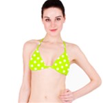 Polka Dots - White on Fluorescent Yellow Bikini Top