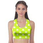 Polka Dots - White on Fluorescent Yellow Women s Sports Bra