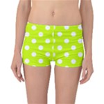 Polka Dots - White on Fluorescent Yellow Reversible Boyleg Bikini Bottoms