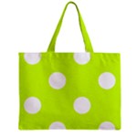 Polka Dots - White on Fluorescent Yellow Zipper Mini Tote Bag