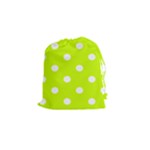 Polka Dots - White on Fluorescent Yellow Drawstring Pouch (S)