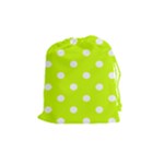 Polka Dots - White on Fluorescent Yellow Drawstring Pouch (M)