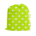 Polka Dots - White on Fluorescent Yellow Drawstring Pouch (XXl)