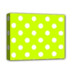 Polka Dots - White on Fluorescent Yellow Deluxe Canvas 14  x 11  (Stretched)