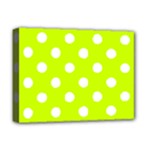 Polka Dots - White on Fluorescent Yellow Deluxe Canvas 16  x 12  (Stretched)