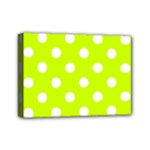 Polka Dots - White on Fluorescent Yellow Mini Canvas 7  x 5  (Stretched)