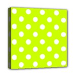 Polka Dots - White on Fluorescent Yellow Mini Canvas 8  x 8  (Stretched)