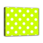 Polka Dots - White on Fluorescent Yellow Canvas 10  x 8  (Stretched)