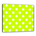 Polka Dots - White on Fluorescent Yellow Canvas 24  x 20  (Stretched)