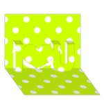 Polka Dots - White on Fluorescent Yellow I Love You 3D Greeting Card (7x5)