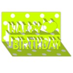 Polka Dots - White on Fluorescent Yellow Happy Birthday 3D Greeting Card (8x4)