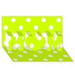 Polka Dots - White on Fluorescent Yellow MOM 3D Greeting Card (8x4)