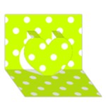 Polka Dots - White on Fluorescent Yellow Heart 3D Greeting Card (7x5)