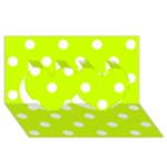 Polka Dots - White on Fluorescent Yellow Twin Hearts 3D Greeting Card (8x4)