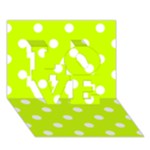 Polka Dots - White on Fluorescent Yellow LOVE 3D Greeting Card (7x5)