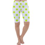 Polka Dots - Fluorescent Yellow on White Cropped Leggings