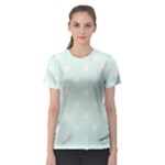 Polka Dots - White on Pale Green Women s Sport Mesh Tee