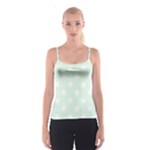 Polka Dots - White on Pale Green Spaghetti Strap Top