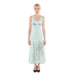 Polka Dots - White on Pale Green Full Print Maxi Dress