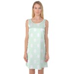 Polka Dots - White on Pale Green Sleeveless Satin Nightdress