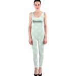 Polka Dots - White on Pale Green OnePiece Catsuit