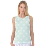 Polka Dots - White on Pale Green Women s Basketball Tank Top