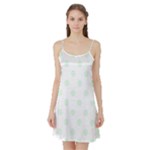 Polka Dots - Pale Green on White Satin Night Slip