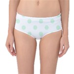 Polka Dots - Pastel Green on White Mid-Waist Bikini Bottoms