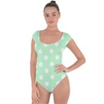 Polka Dots - White on Mint Green Short Sleeve Leotard (Ladies)