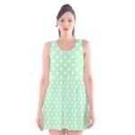 Polka Dots - White on Mint Green Scoop Neck Skater Dress