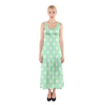 Polka Dots - White on Mint Green Full Print Maxi Dress