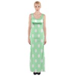 Polka Dots - White on Mint Green Maxi Thigh Split Dress