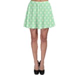 Polka Dots - White on Mint Green Skater Skirt