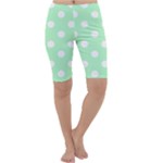 Polka Dots - White on Mint Green Cropped Leggings