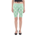 Polka Dots - White on Mint Green Yoga Cropped Leggings