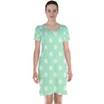 Polka Dots - White on Mint Green Short Sleeve Nightdress