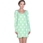 Polka Dots - White on Mint Green Long Sleeve Nightdress