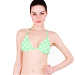 Polka Dots - White on Mint Green Bikini Top