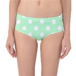 Polka Dots - White on Mint Green Mid-Waist Bikini Bottoms