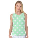 Polka Dots - White on Mint Green Women s Basketball Tank Top