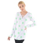 Polka Dots - Mint Green on White Women s Tie Up Tee