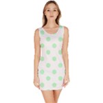 Polka Dots - Mint Green on White Bodycon Dress