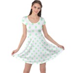 Polka Dots - Mint Green on White Cap Sleeve Dress